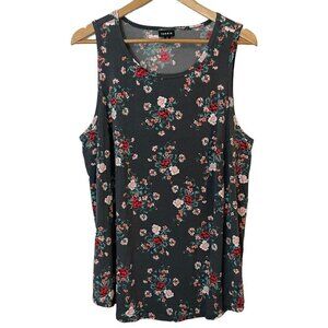Torrid Grey Floral Crepe Tank Top Sz 2 Gray Stretchy Soft Sleeveless Casual EUC